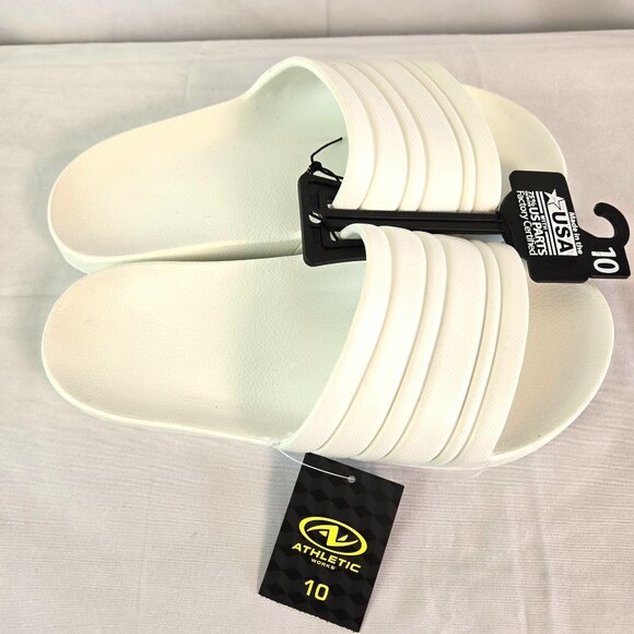 Athletic Works Tunnel Slide Sandals White Sz 10 Women 8 Men Comfort Slip On New - Picture 1 of 6